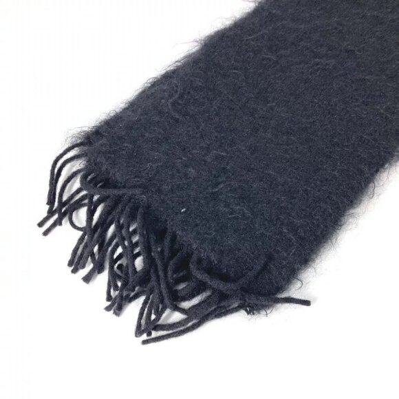 LOEWE Beaded embroidery logo fringe Scarf mohair / wool Black - Picture 6 of 9